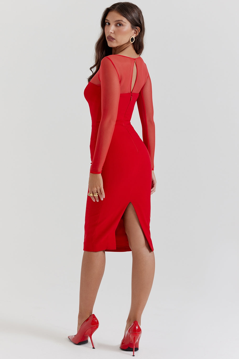 scarlet plunge midi dress