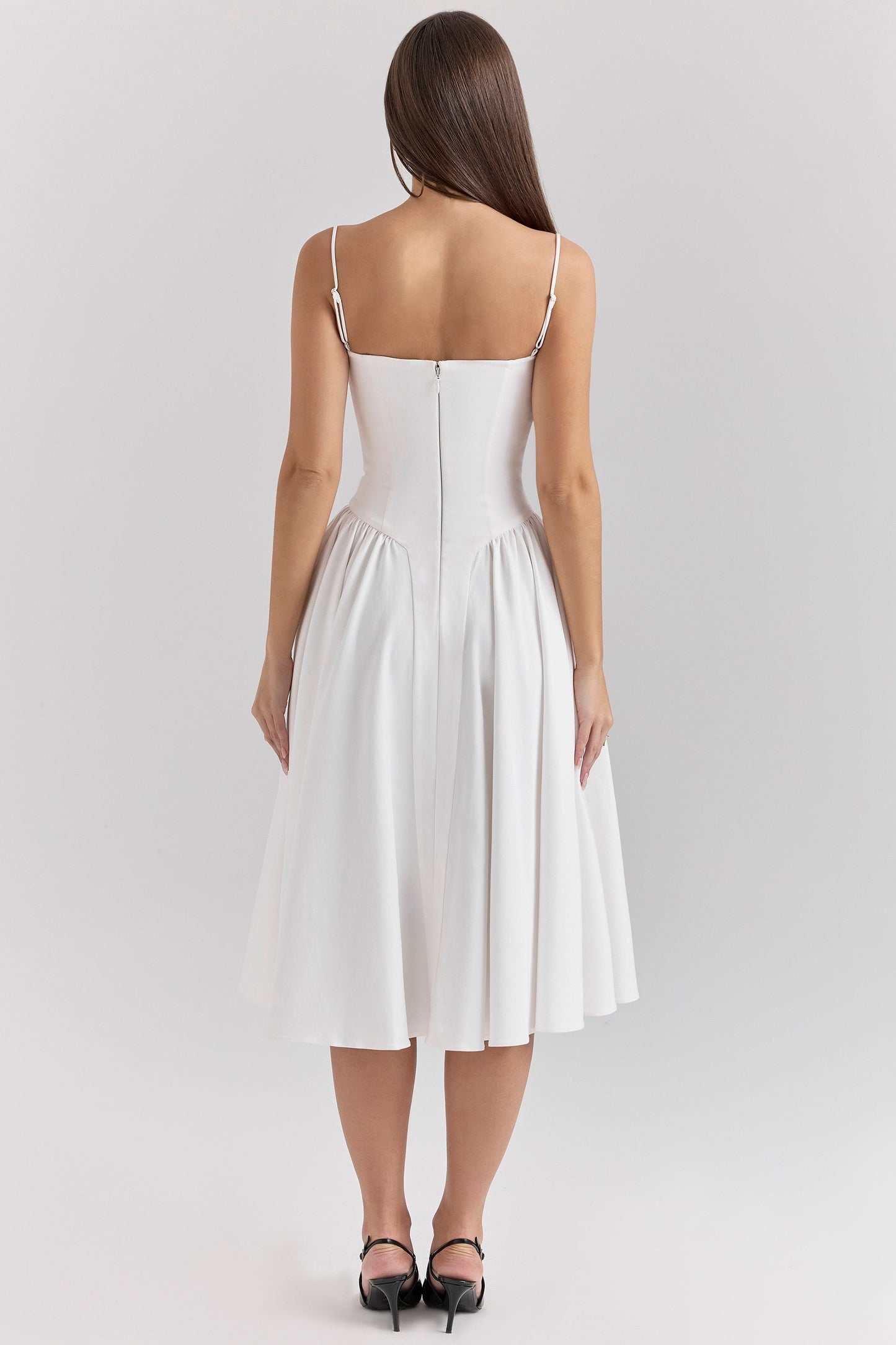 white corset midi dress