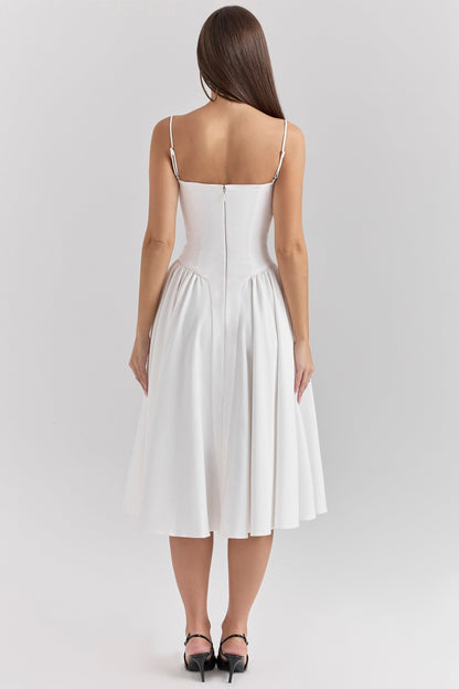 white corset midi dress