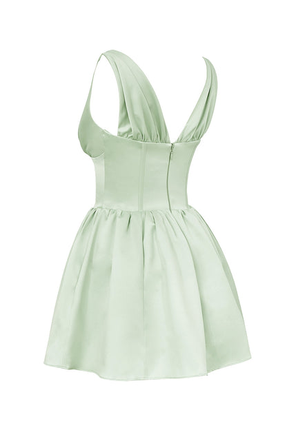pistachio satin mini dress - sale