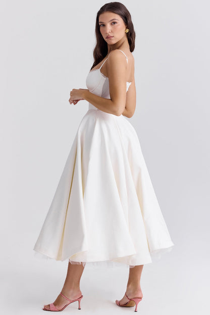 white tulle midi dress