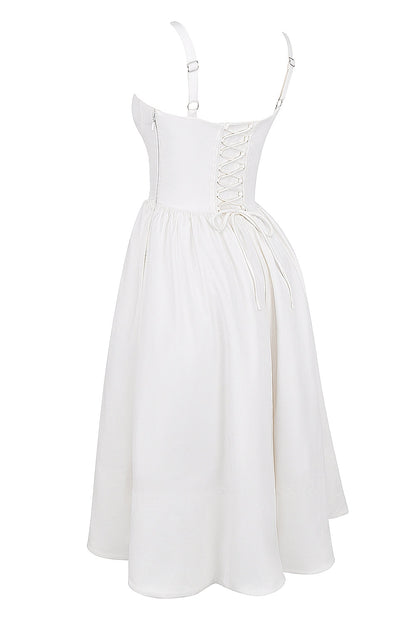 white corset midi sundress