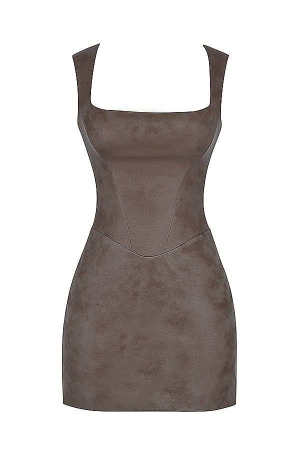 mocha corset mini dress