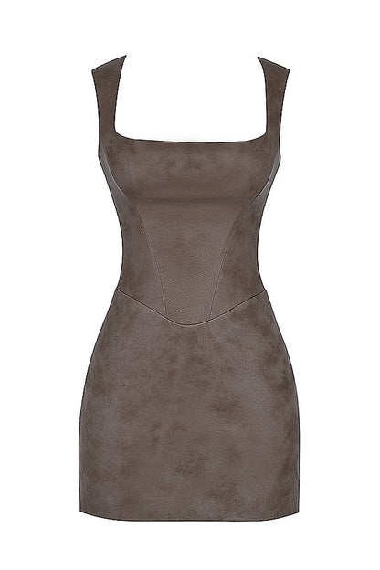 mocha corset mini dress
