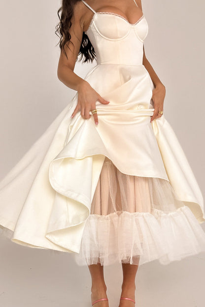 white tulle midi dress