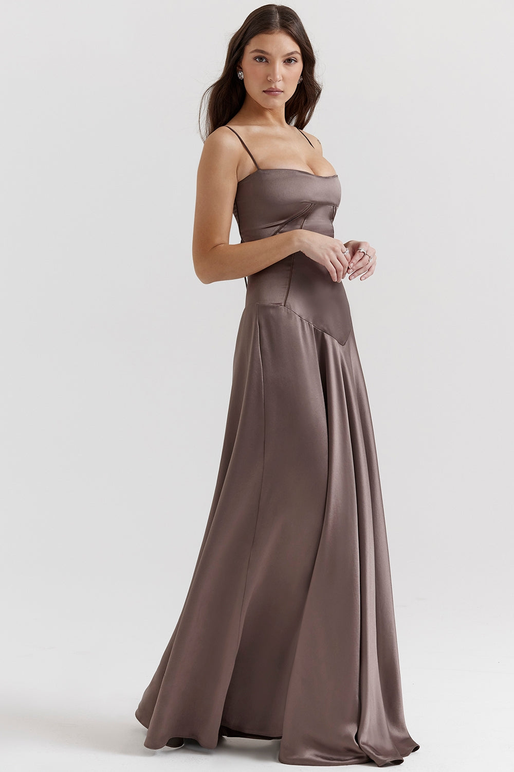 smoke lace up maxi dress