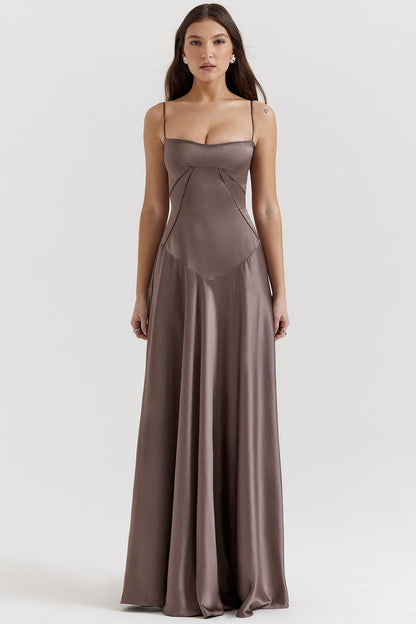 smoke lace up maxi dress
