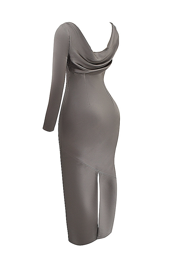 smoke one sleeve maxi dress