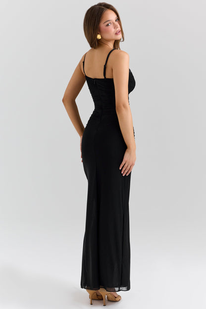 black mesh maxi dress