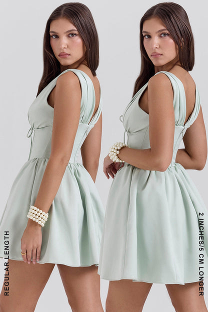 pistachio satin mini dress - sale