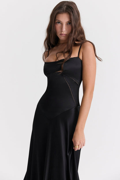 black lace up maxi dress