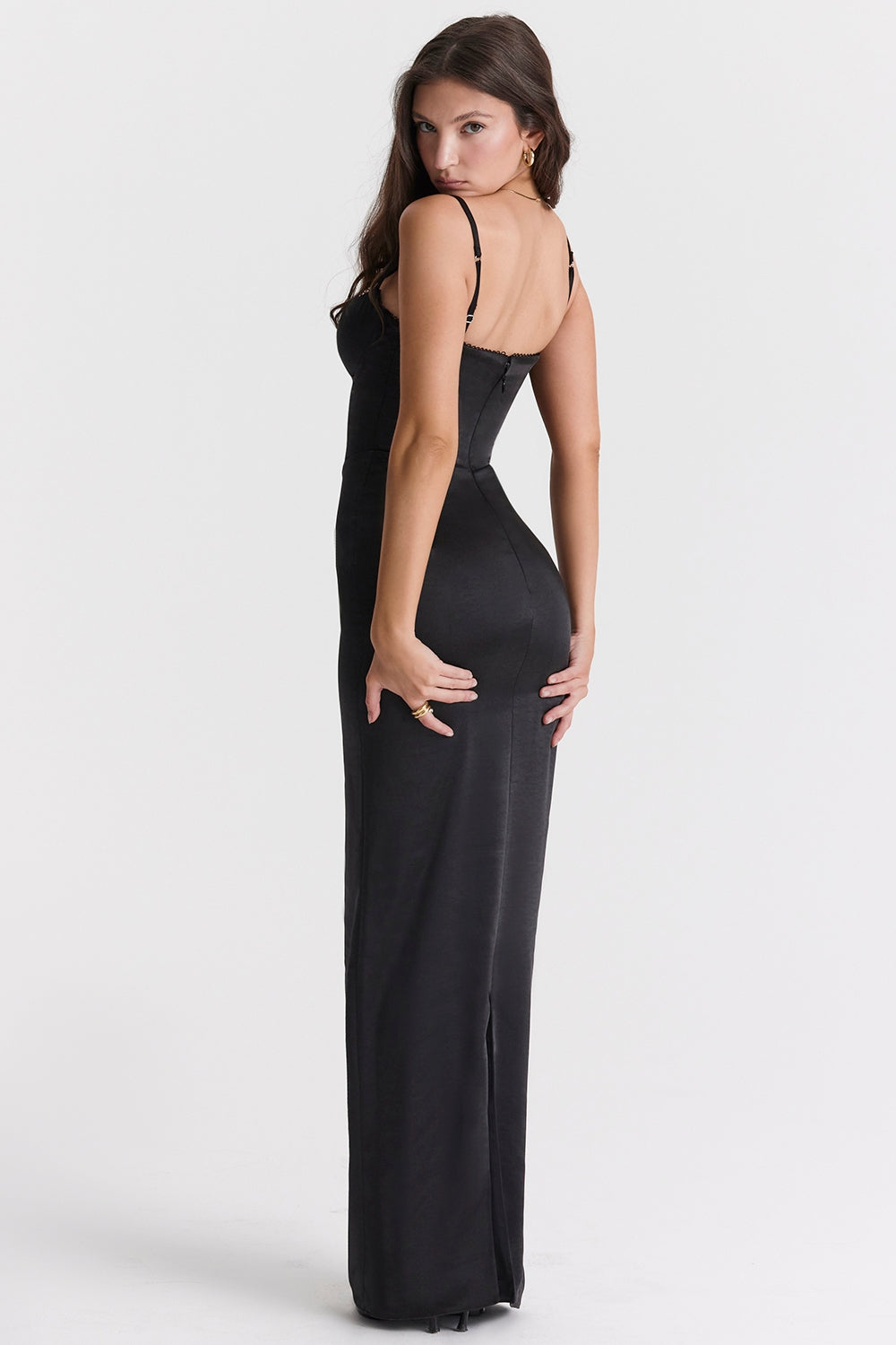 black corset maxi dress