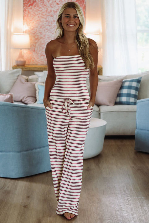Don't Look Back Pants - Cream and Pink