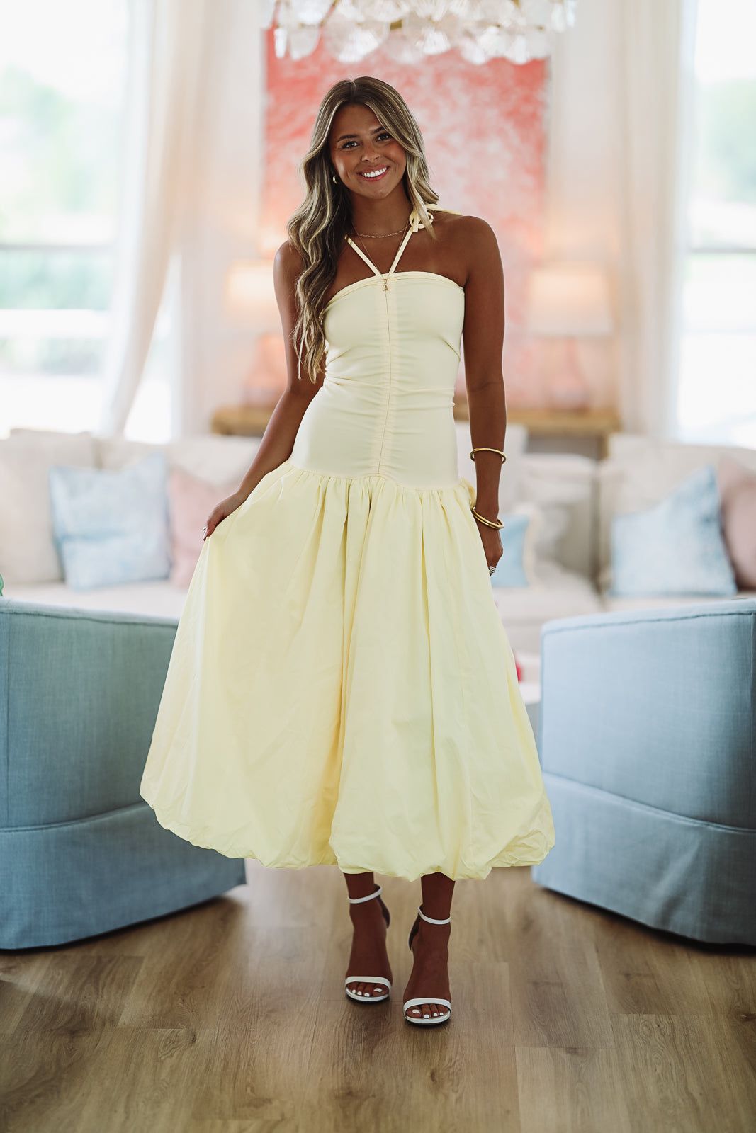Burst of Yellow Midi Dress - Yellow
