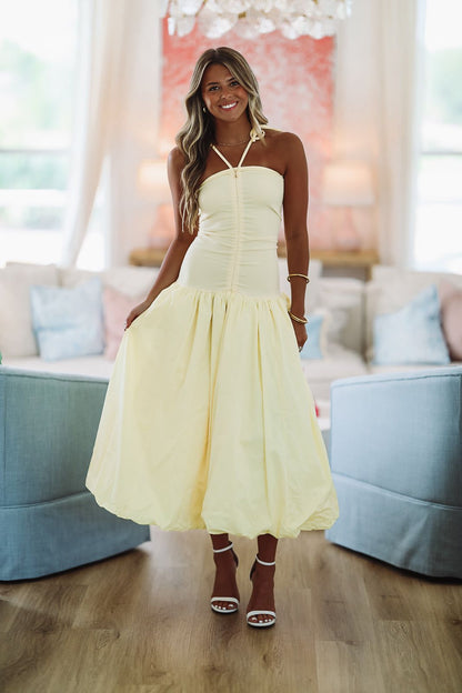 Burst of Yellow Midi Dress - Yellow