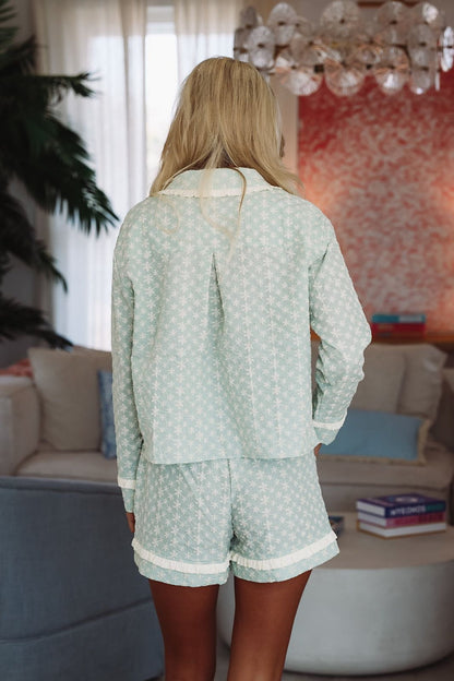 Cozy Floral Short and Top Pajama Set - Mint