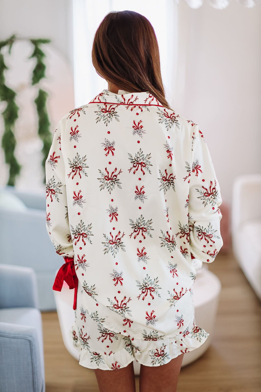 Holly Branches Pajama Top - Cream