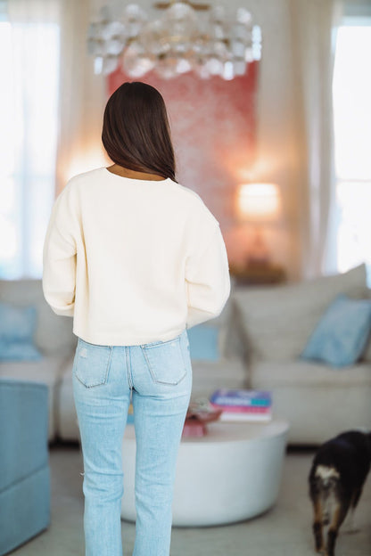 It's the New West Crop Sweater - Cream