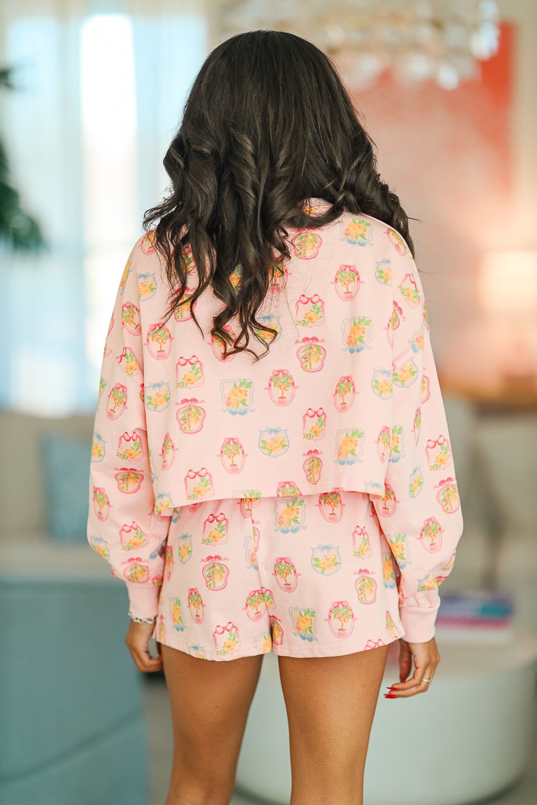 Lemon Amalfi Coast Cropped Pullover - Pink (FINAL SALE)