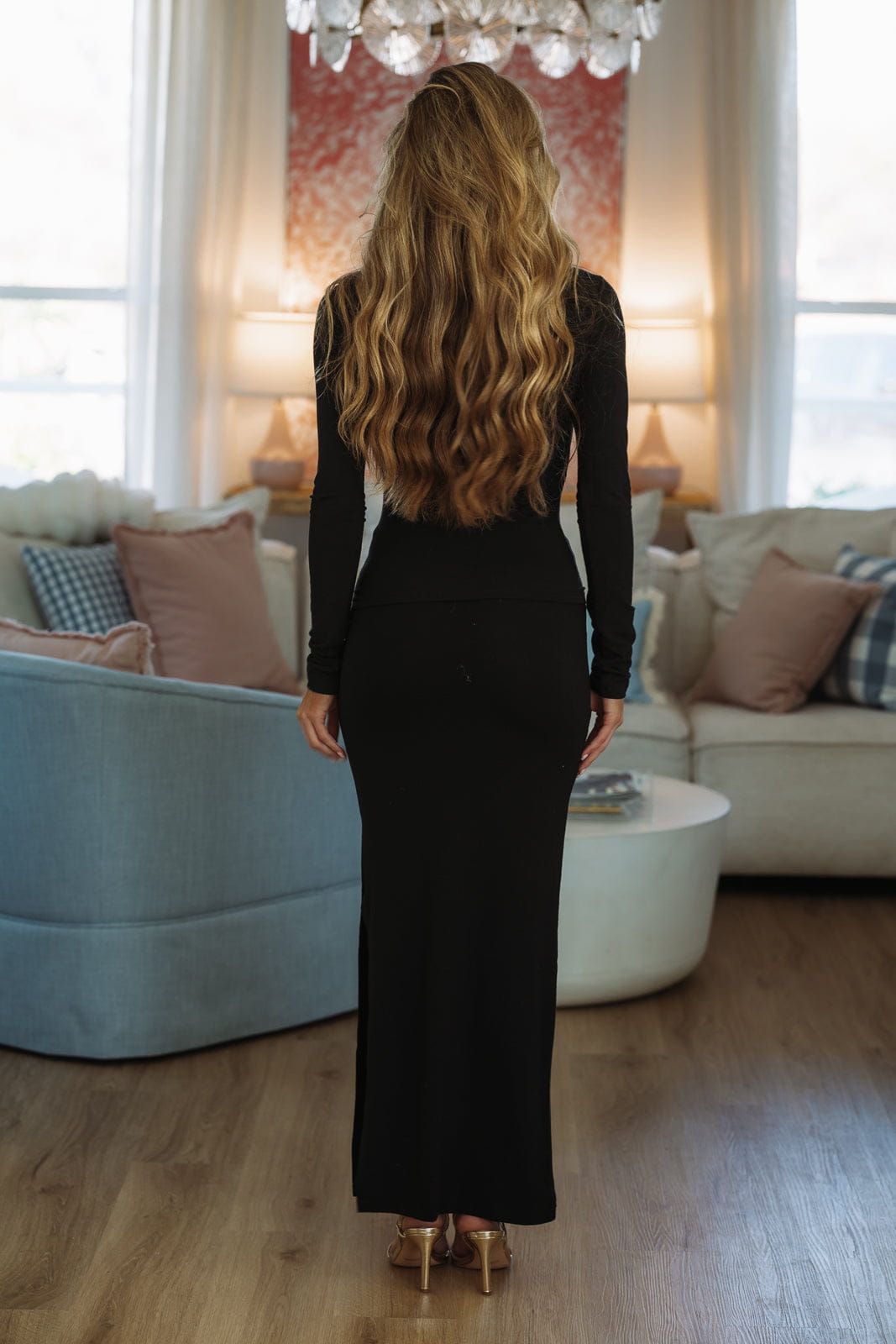 Duality Top and Maxi Skirt Set - Black