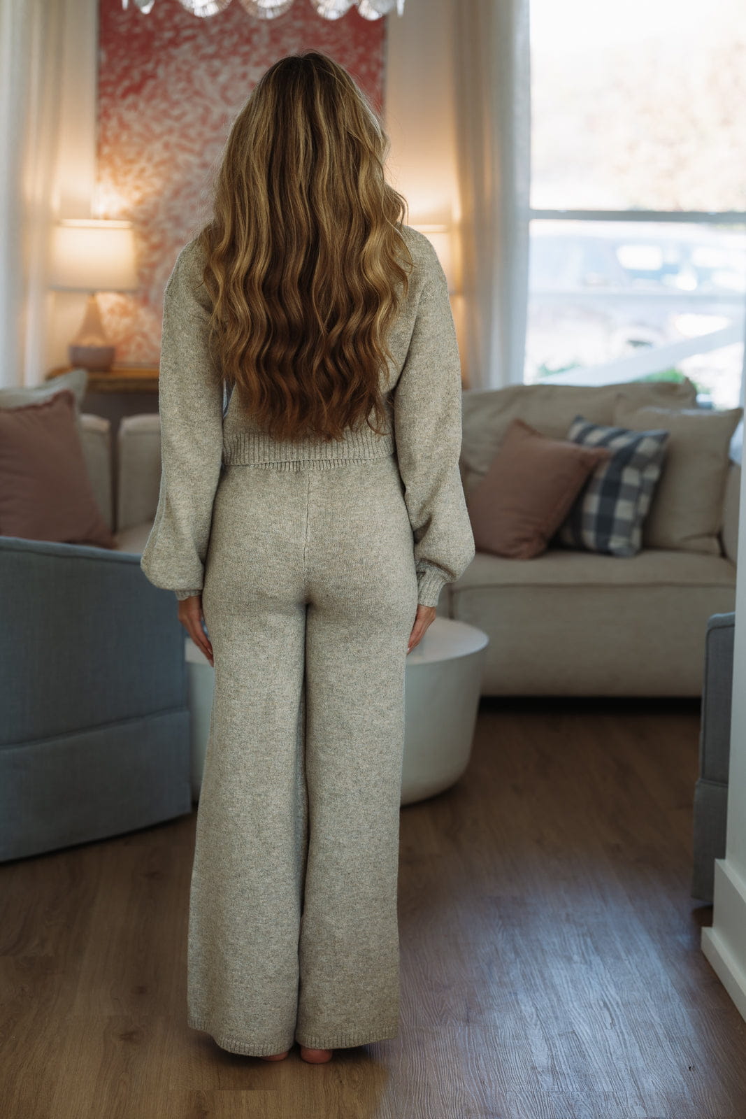 Cozy Cocoa Off Shoulder Top and Pants Set - Light Mocha