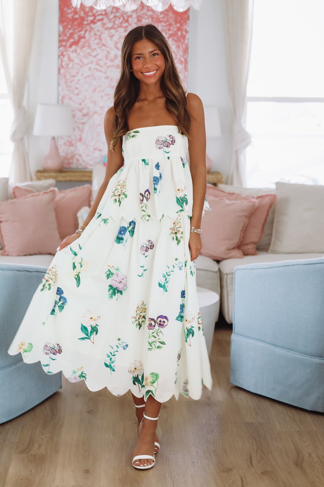 Palm Paradise Top - Ivory, Green and Purple