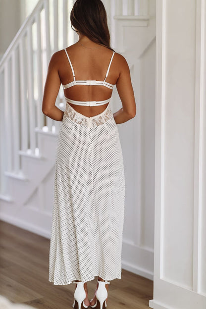 Queen of the Polka Dots Maxi Dress - White and Black