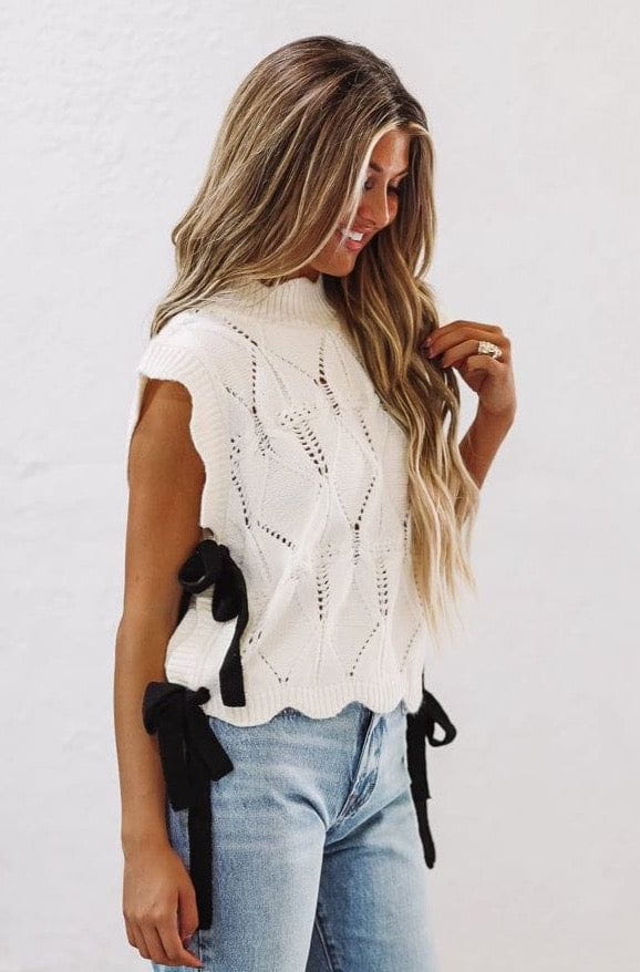 Radiate Beauty Crop Sweater -  Cream and Black