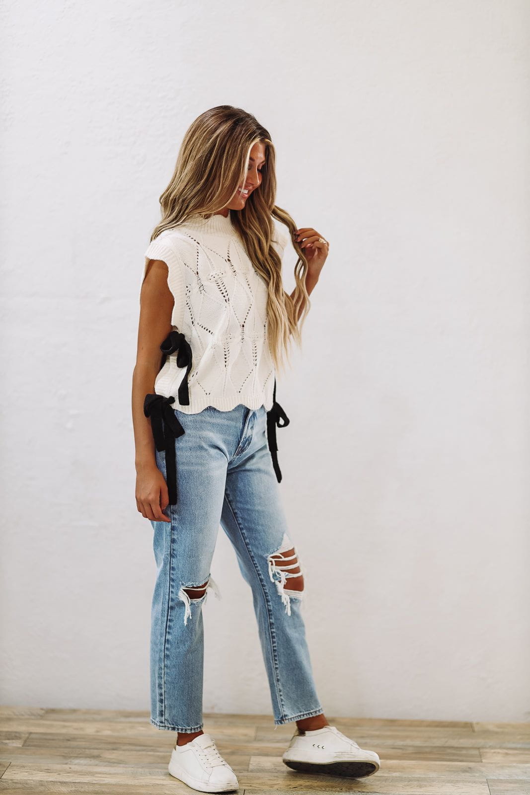 Radiate Beauty Crop Sweater -  Cream and Black
