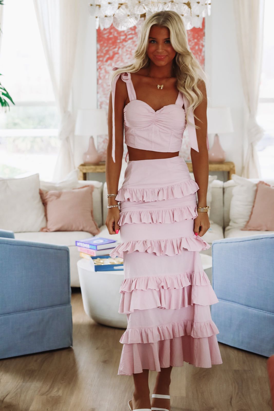 Spring Muse Ruffle Maxi Skirt - Rose Lavender