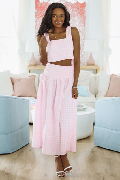 Summer Solstice Tank and Midi Skirt Set - Pink