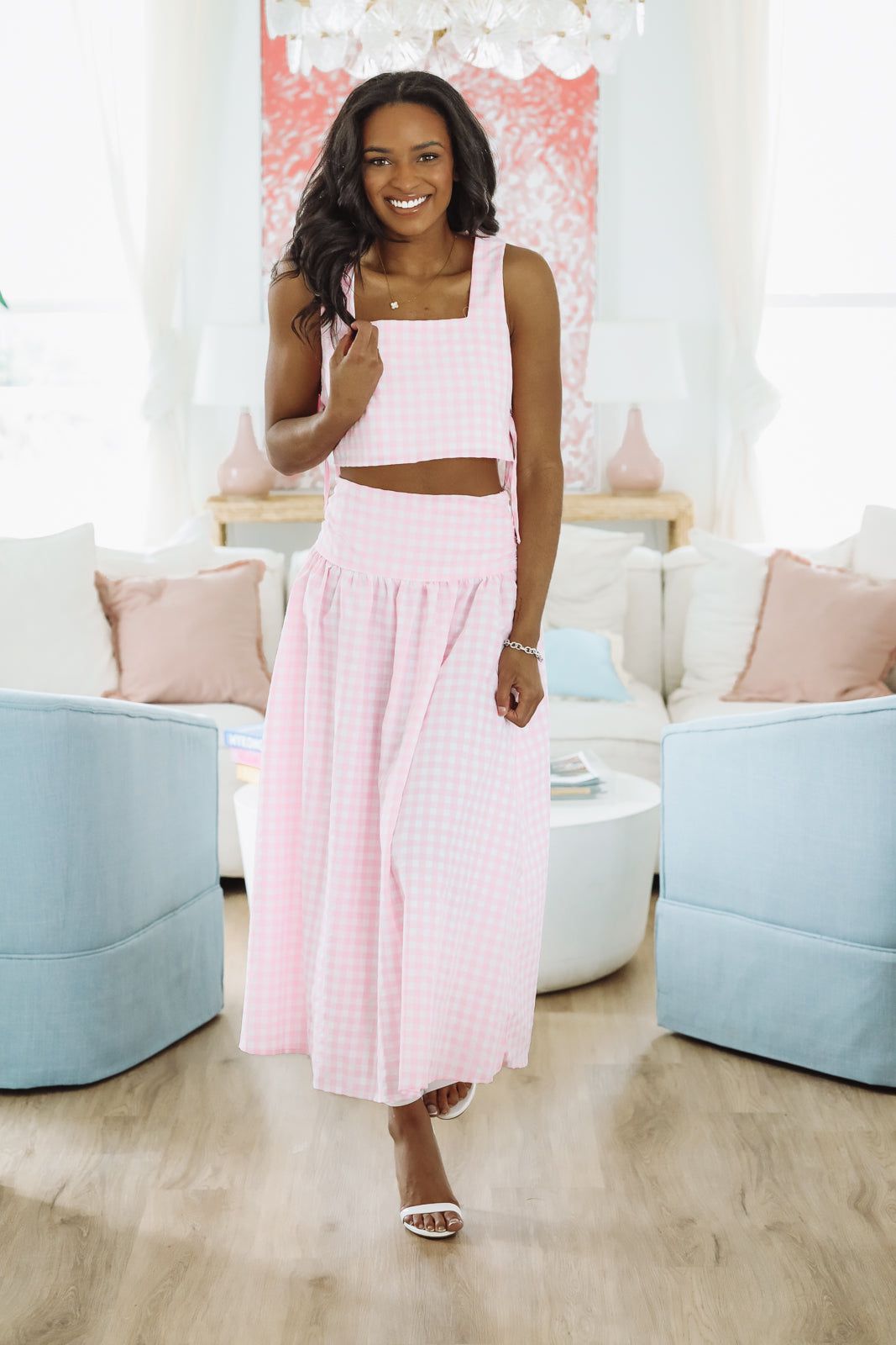 Summer Solstice Tank and Midi Skirt Set - Pink