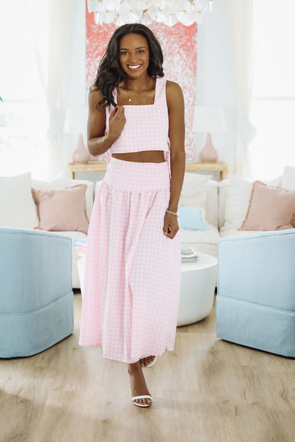 Summer Solstice Tank and Midi Skirt Set - Pink