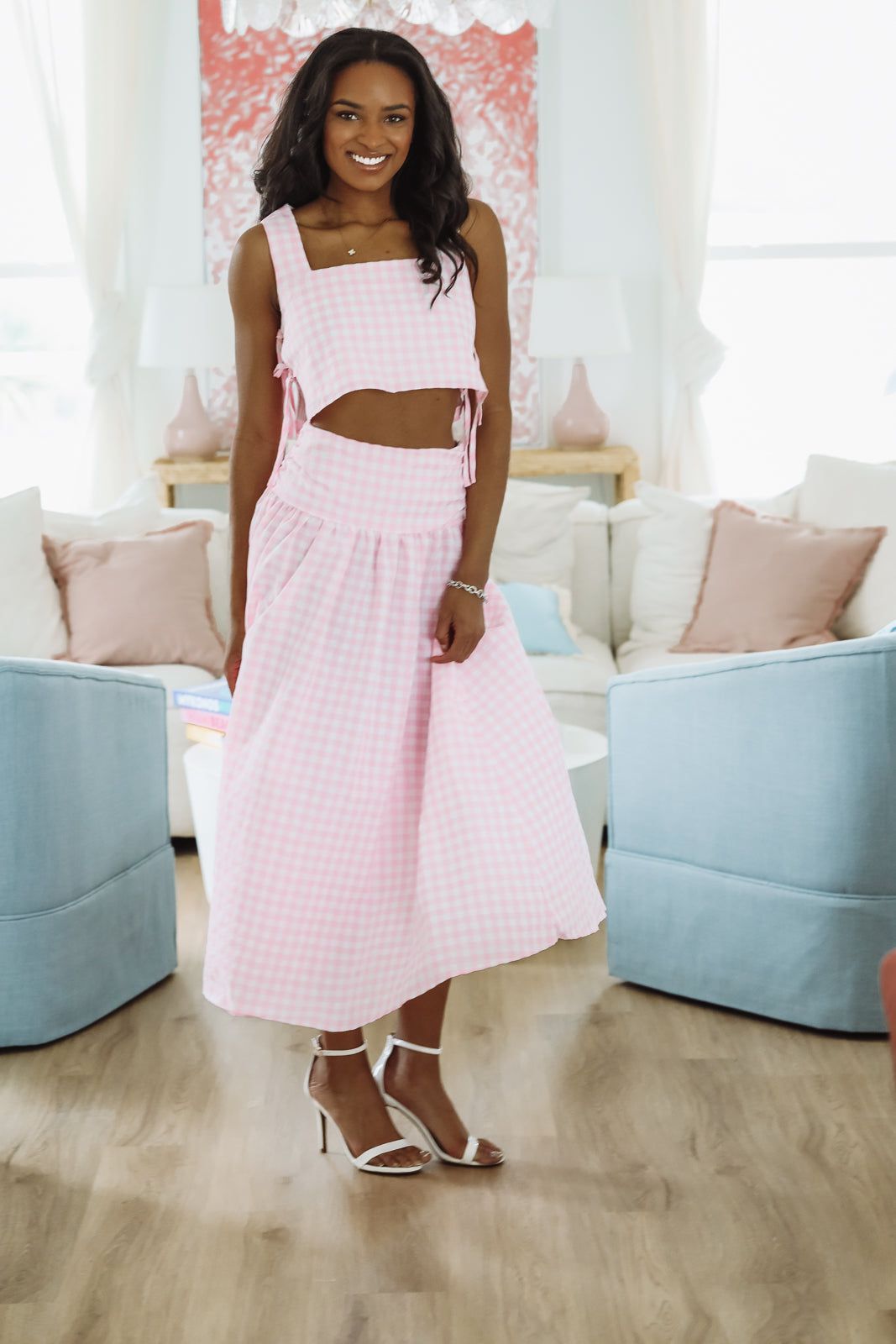 Summer Solstice Tank and Midi Skirt Set - Pink