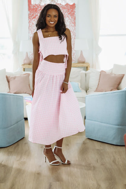 Summer Solstice Tank and Midi Skirt Set - Pink