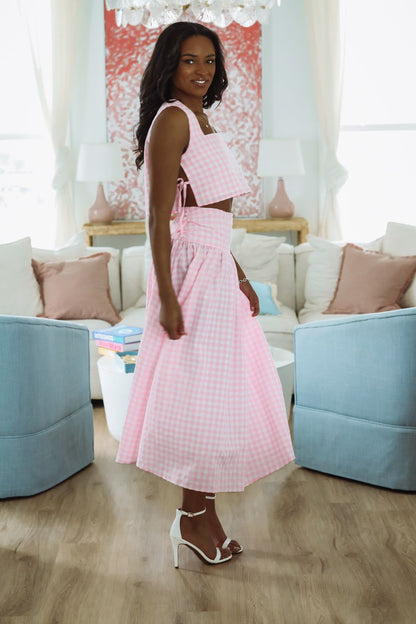 Summer Solstice Tank and Midi Skirt Set - Pink