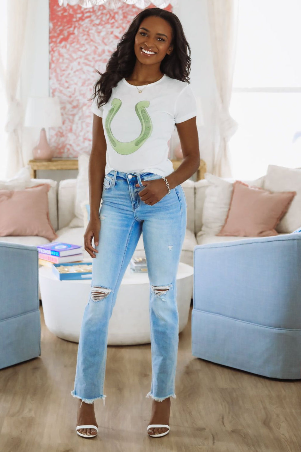 The Laundry Room Lucky Gal Crop Top - White (FINAL SALE)