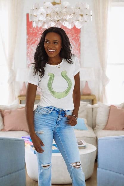 The Laundry Room Lucky Gal Crop Top - White (FINAL SALE)