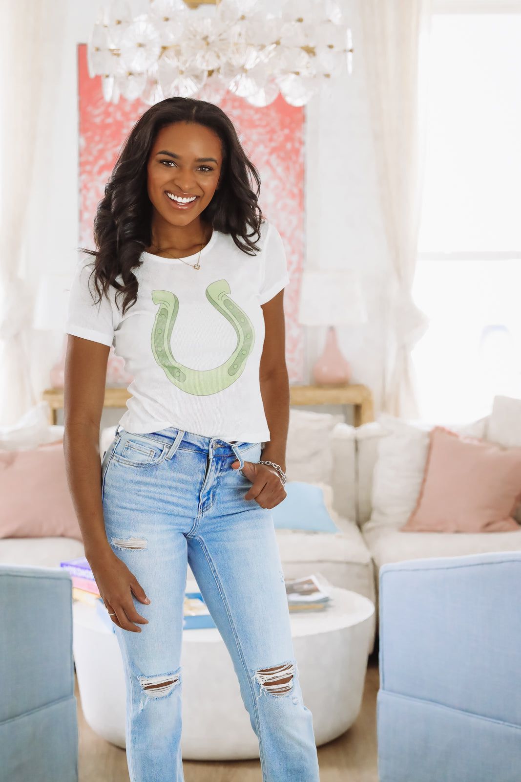 The Laundry Room Lucky Gal Crop Top - White (FINAL SALE)