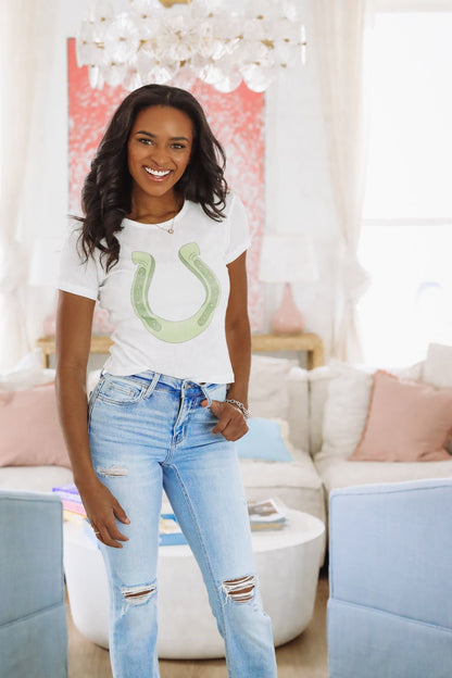 The Laundry Room Lucky Gal Crop Top - White (FINAL SALE)