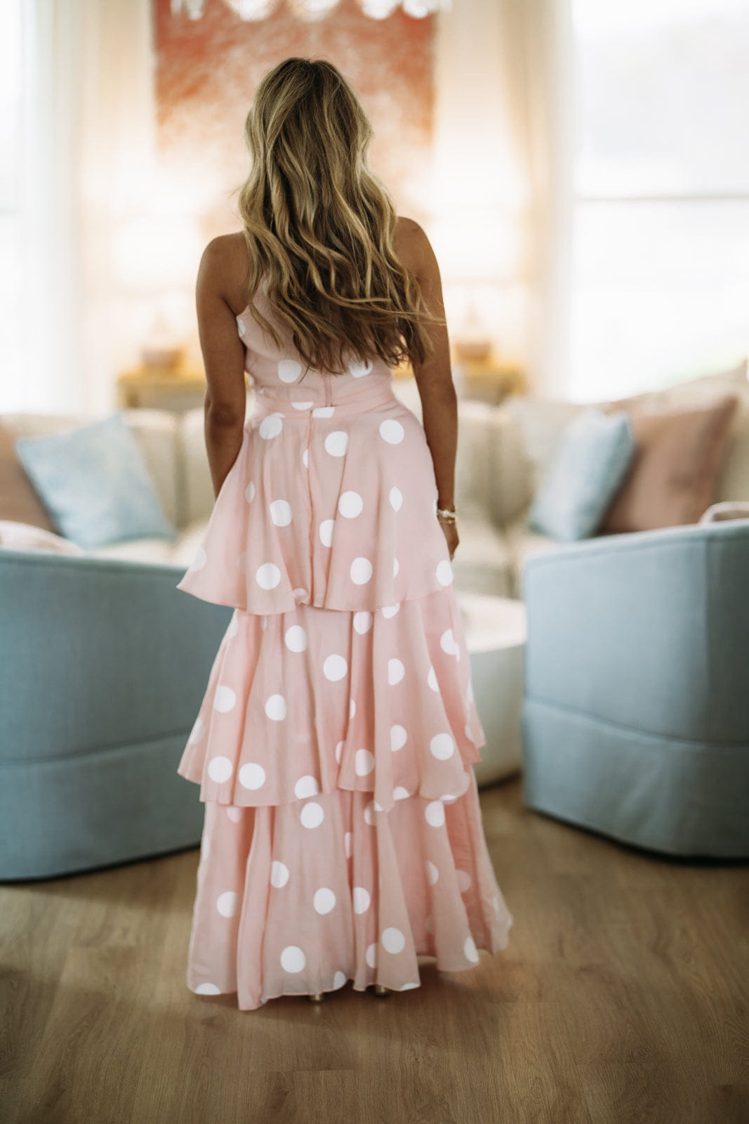 Dots For Days Top and Maxi Skirt Set - Baby Pink