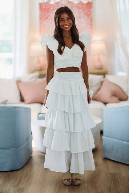 Lemon Zest Maxi Skirt - White