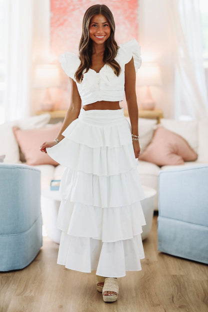 Lemon Zest Maxi Skirt - White
