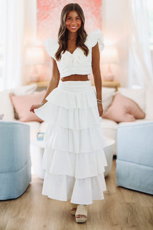 Lemon Zest Maxi Skirt - White