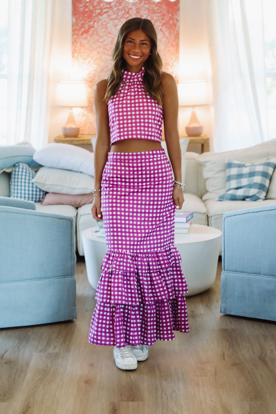 Winning Play Top and Maxi Skirt Set - Purple and White