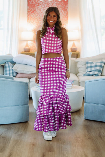 Winning Play Top and Maxi Skirt Set - Purple and White