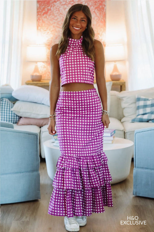 Winning Play Top and Maxi Skirt Set - Purple and White