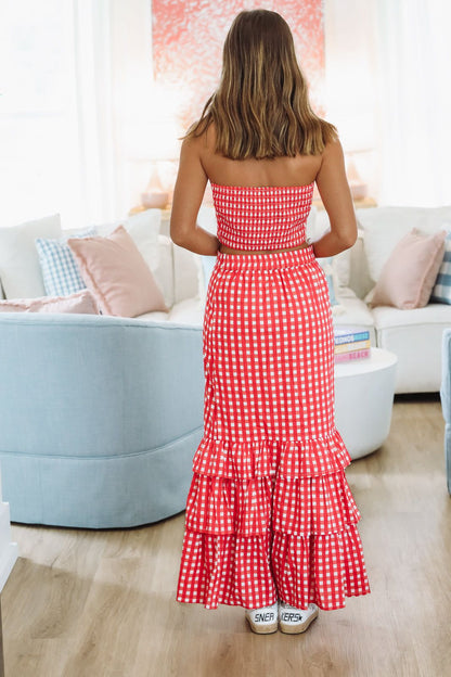 Winning Play Top and Maxi Skirt Set - Red and White