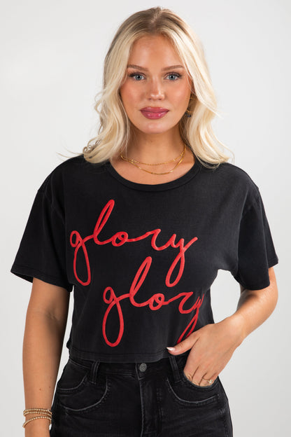Black Glory Glory Script Cropped Tee