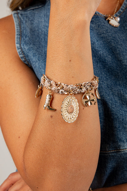Clara Beige Western Charm Layered Bracelet